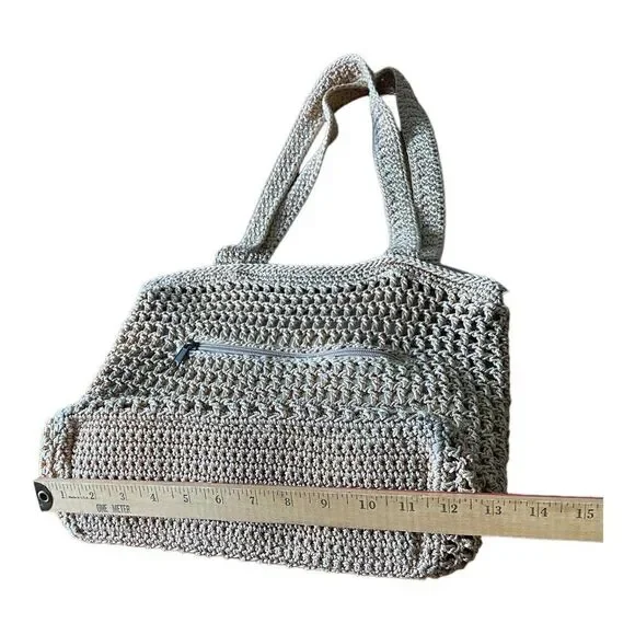 The SAK Tan & Gold Crochet ZIp Inner & Outer Pockets Shoulder bag - Picture 10 of 16